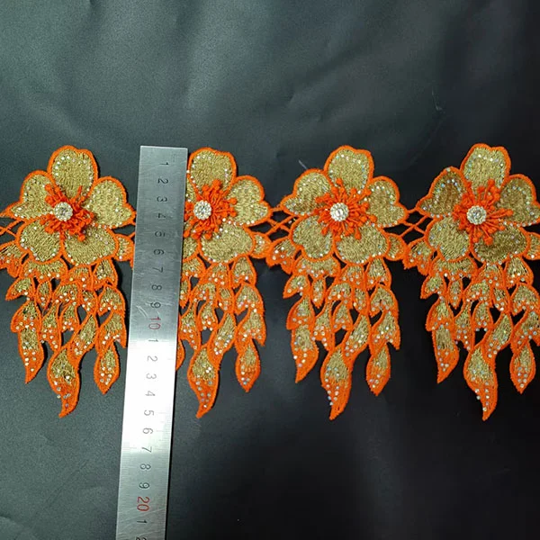 Multi Colour Sequin And Stone Lace