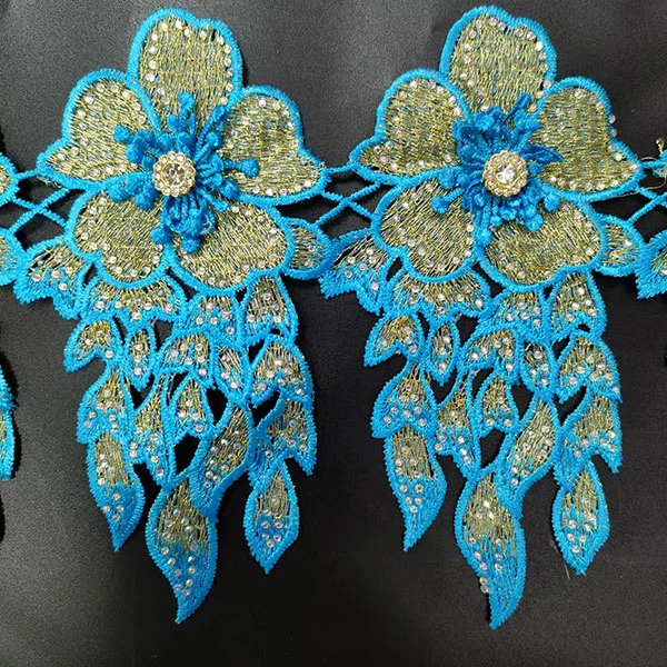 Multi Colour Sequin And Stone Lace