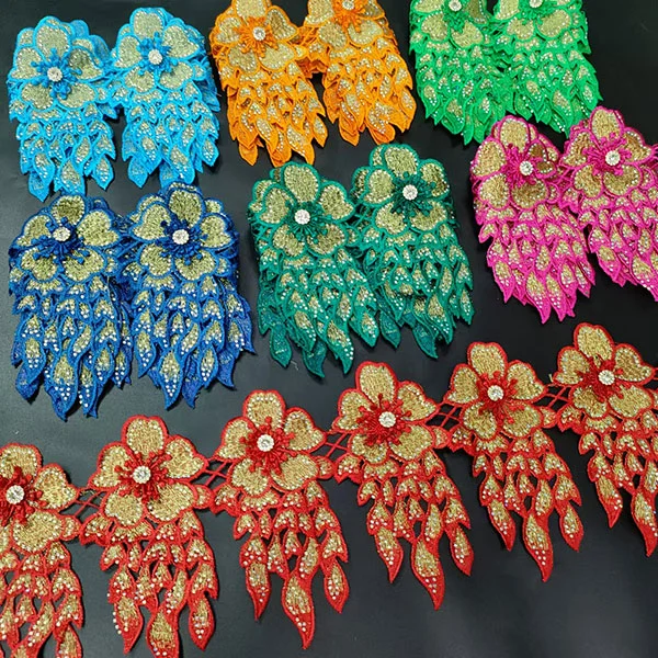 Multi Colour Sequin And Stone Lace