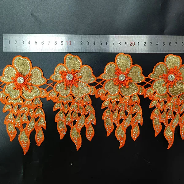 Multi Colour Sequin And Stone Lace