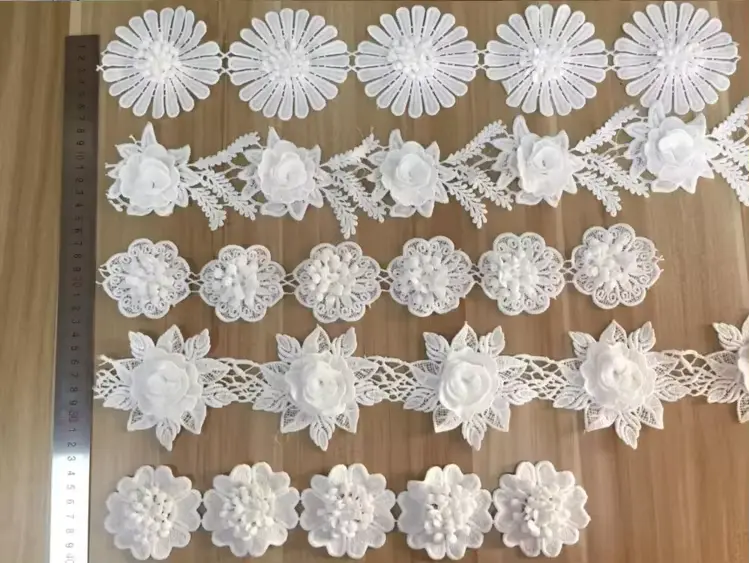 Customizable Fashionable White Milk Silk Embroidered Lace Clothing Accessories