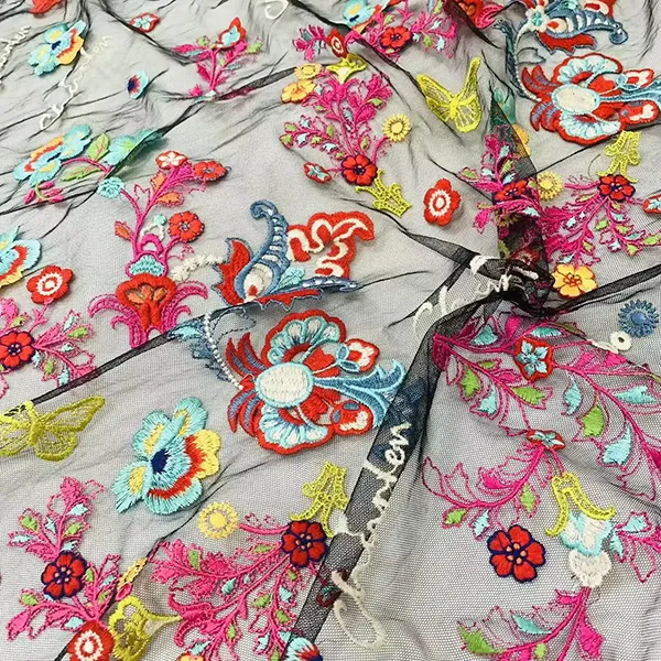 Wholesale Embroidery Birds And Flowers Pattern Chemical Lace Embroidery Tulle Fabric Wholesale Embroidery Birds And Flowers Pattern Chemical Lace Embroidery Tulle Fabric